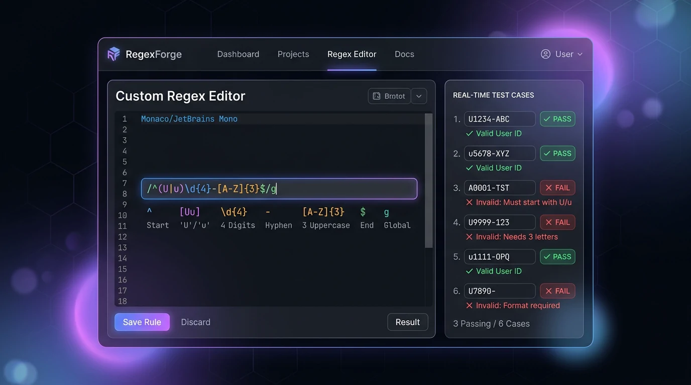 Custom Regex Rules Editor