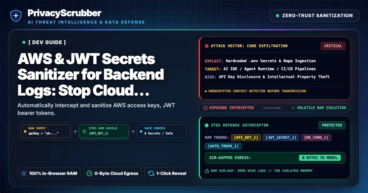 AWS & JWT Secrets Sanitizer for Backend Logs