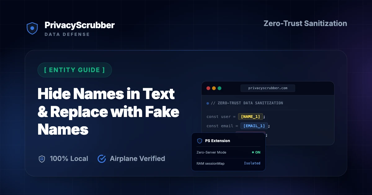 Hide Names in Text & Replace with Fake Names