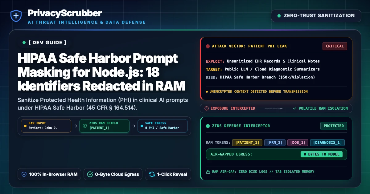 HIPAA Safe Harbor Prompt Masking for Node.js