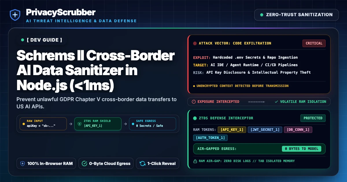Schrems II Cross-Border AI Data Sanitizer in Node.js (<1ms)