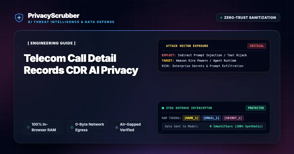 Telecom Call Detail Records (CDR) AI Privacy: Sanitize IMSI, IMEI & Tower Logs