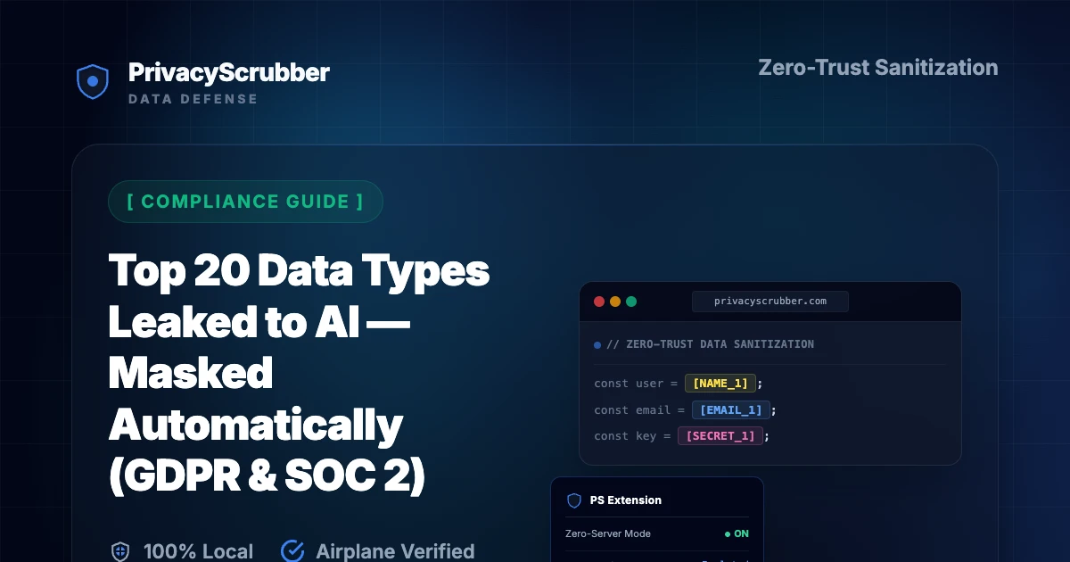 Top 20 Data Types Leaked to AI — Masked Automatically (GDPR & SOC 2)