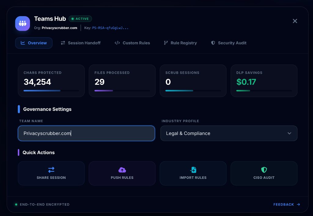 PrivacyScrubber Teams Overview