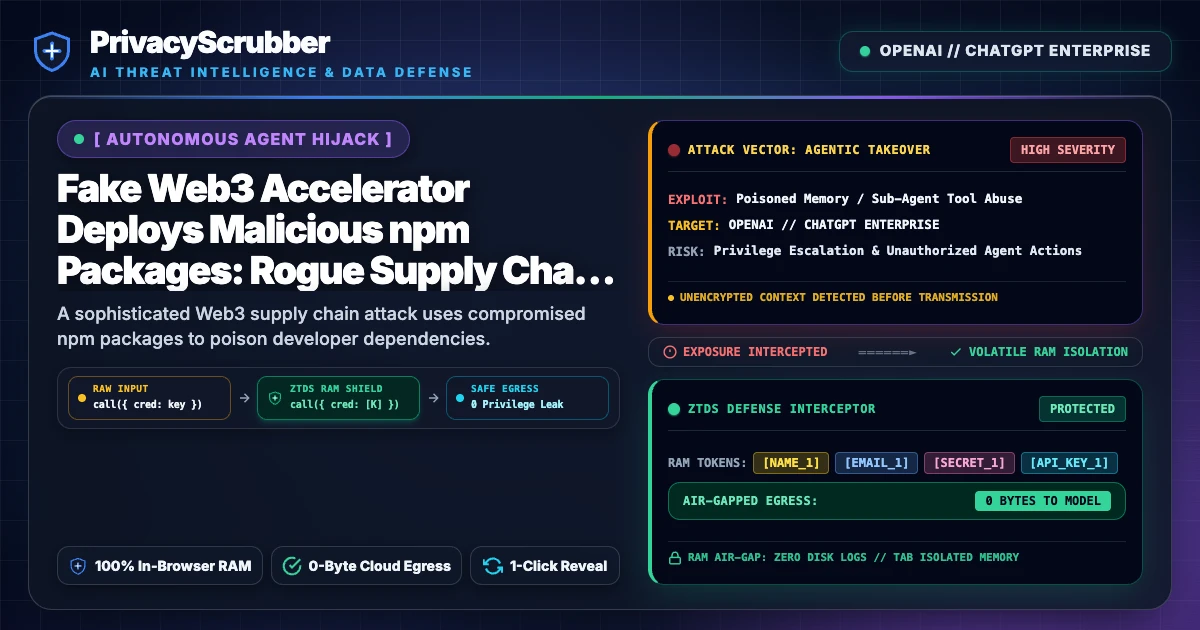 Fake Web3 Accelerator Deploys Malicious npm Packages: Rogue Supply Chain Hijacks Autonomous AI Agent Traffic