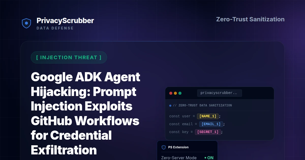 Google ADK Agent Hijacking: Prompt Injection Exploits GitHub Workflows for Credential Exfiltration
