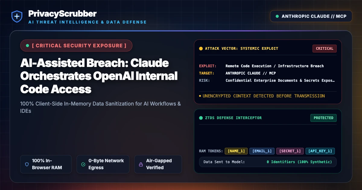 AI-Assisted Breach: Claude Orchestrates OpenAI Internal Code Access