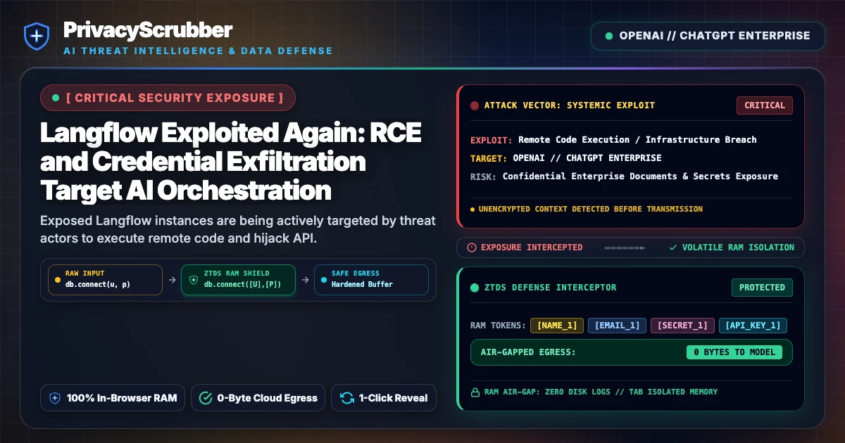 Langflow Exploited Again: RCE and Credential Exfiltration Target AI Orchestration